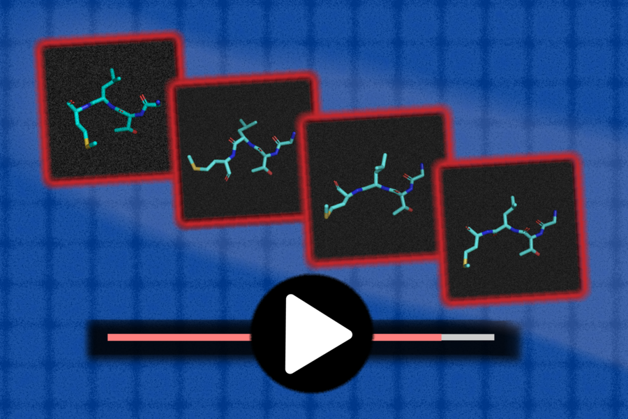 Images of a molecule being shown like an online video